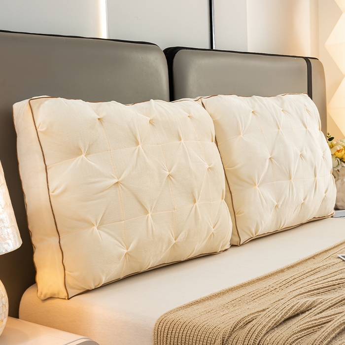 91家纺网 家纺一手货源 找家纺 碧尔家居 2025新款轻奢床头靠枕大靠背双人床上靠垫防撞榻榻米软包飘窗软垫可拆洗 米黄