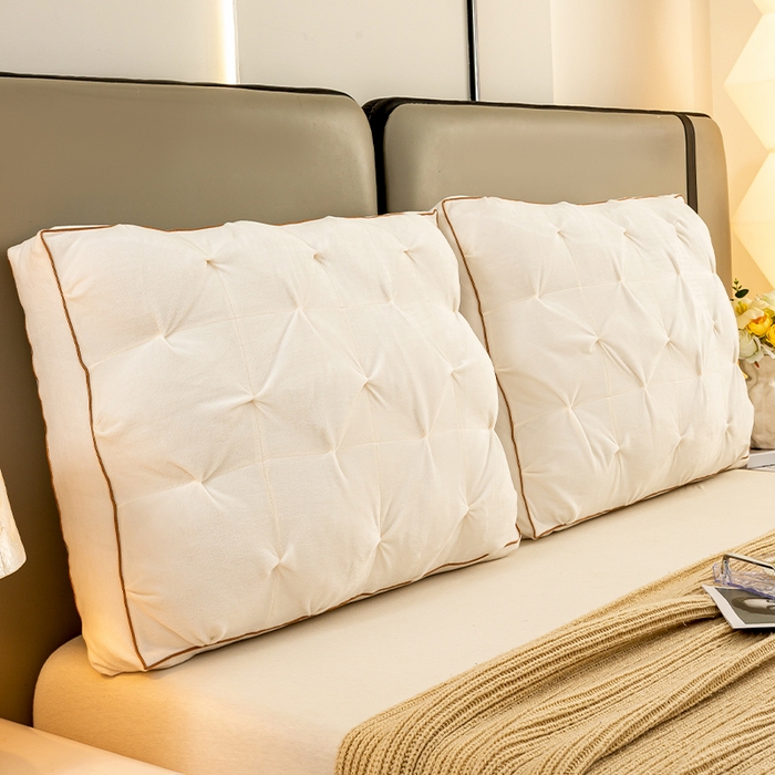 91家纺网 家纺一手货源 找家纺 碧尔家居 2025新款轻奢床头靠枕大靠背双人床上靠垫防撞榻榻米软包飘窗软垫可拆洗 乳白
