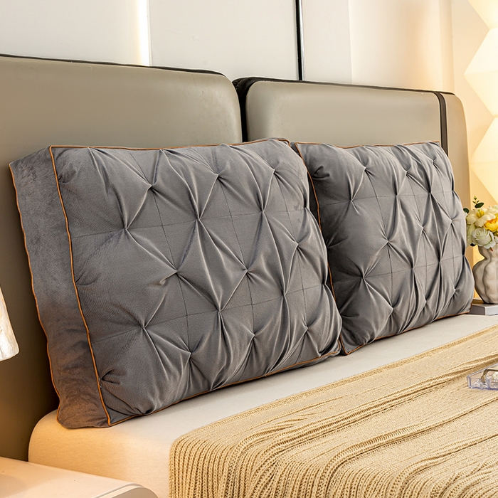 91家纺网 家纺一手货源 找家纺 碧尔家居 2025新款轻奢床头靠枕大靠背双人床上靠垫防撞榻榻米软包飘窗软垫可拆洗 深灰