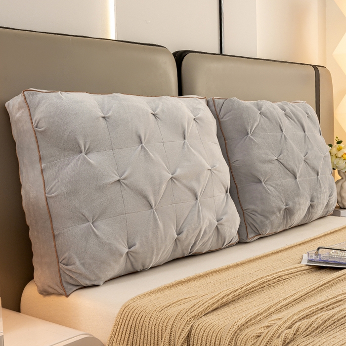 91家纺网 家纺一手货源 找家纺 碧尔家居 2025新款轻奢床头靠枕大靠背双人床上靠垫防撞榻榻米软包飘窗软垫可拆洗 银灰