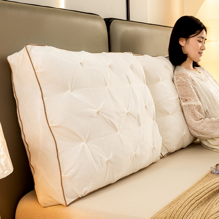 91家纺网 家纺一手货源 找家纺 碧尔家居 2025新款轻奢床头靠枕大靠背双人床上靠垫防撞榻榻米软包飘窗软垫可拆洗 乳白