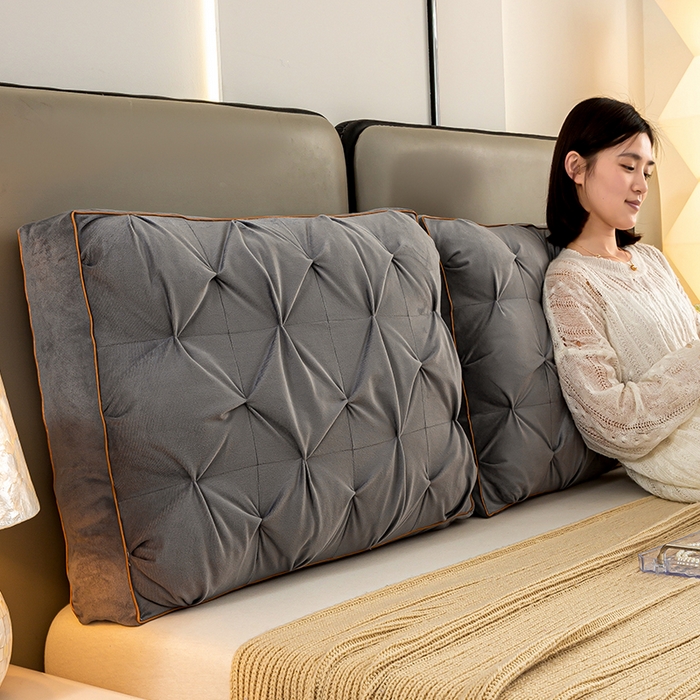 91家纺网 家纺一手货源 找家纺 碧尔家居 2025新款轻奢床头靠枕大靠背双人床上靠垫防撞榻榻米软包飘窗软垫可拆洗 深灰