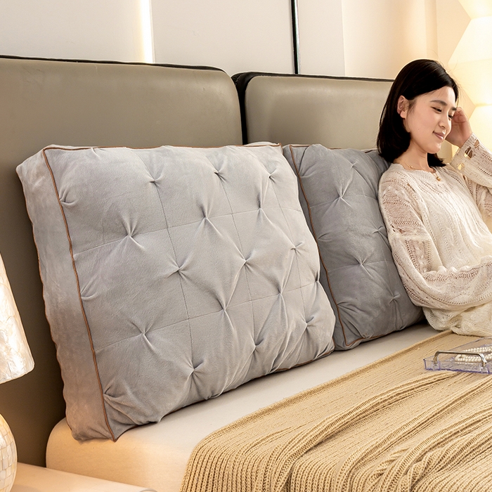 91家纺网 家纺一手货源 找家纺 碧尔家居 2025新款轻奢床头靠枕大靠背双人床上靠垫防撞榻榻米软包飘窗软垫可拆洗 银灰