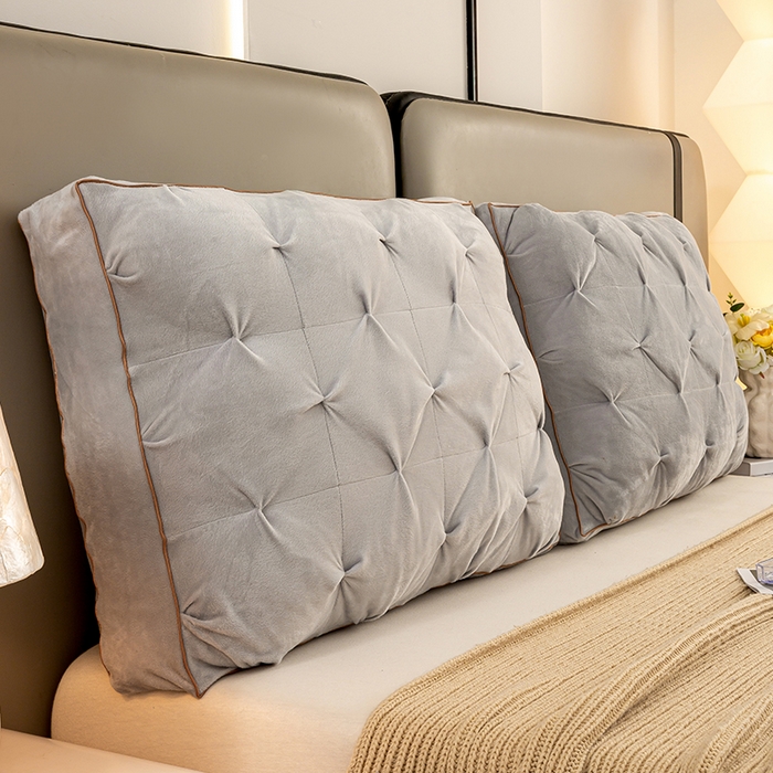碧尔家居 2025新款轻奢床头靠枕大靠背双人床上靠垫防撞榻榻米软包飘窗软垫可拆洗 银灰