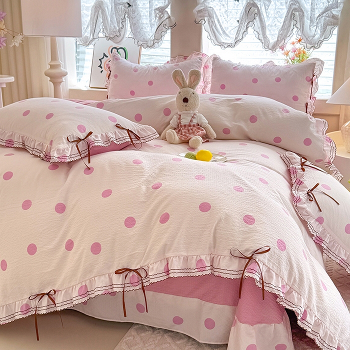 91家纺网 家纺一手货源 找家纺 （总）韩约家纺 2025新款1韩式蝴蝶结加厚床单款棉麻四件套