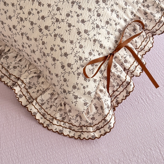 91家纺网 家纺一手货源 找家纺 韩约家纺 2025新款1韩式蝴蝶结加厚床单款棉麻四件套 诗雨