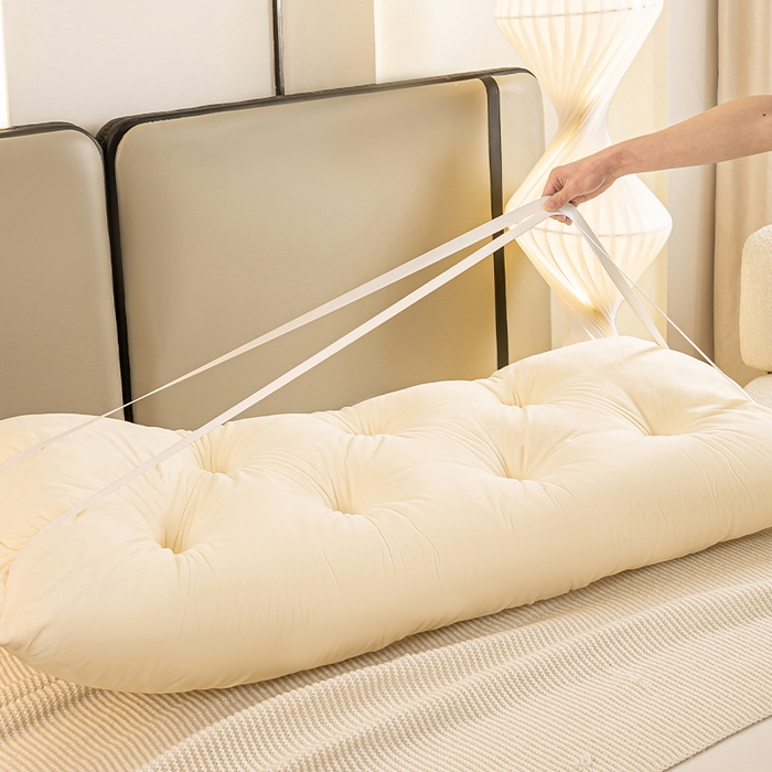 91家纺网 家纺一手货源 找家纺 （总）碧尔家居 2025新款轻奢床上靠垫卧室床头靠枕银灰榻榻米靠背长条飘窗防撞软垫可拆洗