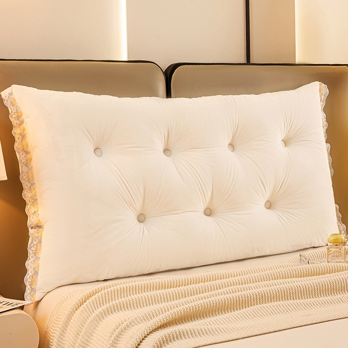 碧尔家居 2025新款轻奢床上靠垫卧室床头靠枕银灰榻榻米靠背长条飘窗防撞软垫可拆洗 乳白