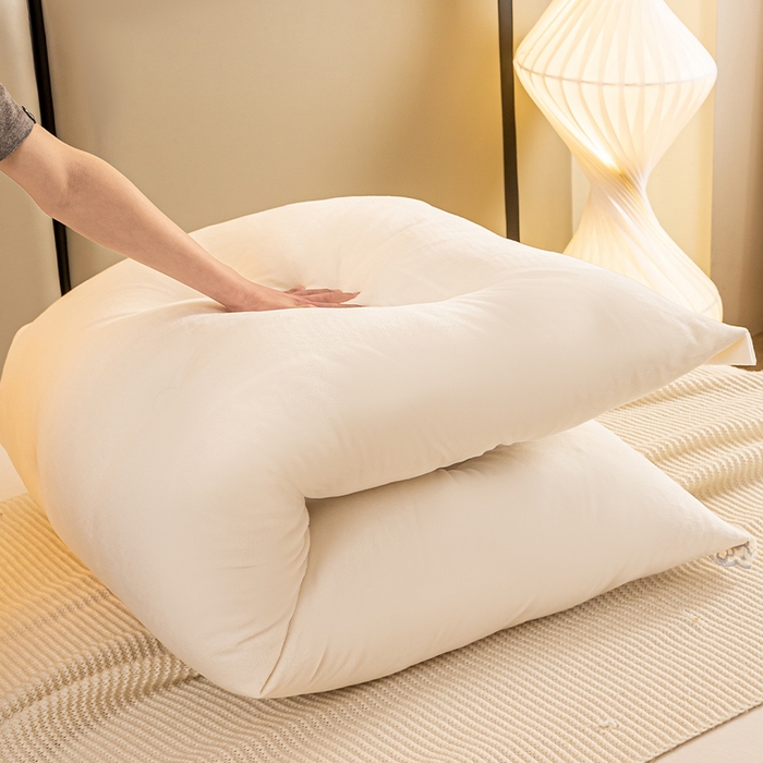 91家纺网 家纺一手货源 找家纺 碧尔家居 2025新款轻奢床上靠垫卧室床头靠枕银灰榻榻米靠背长条飘窗防撞软垫可拆洗 乳白