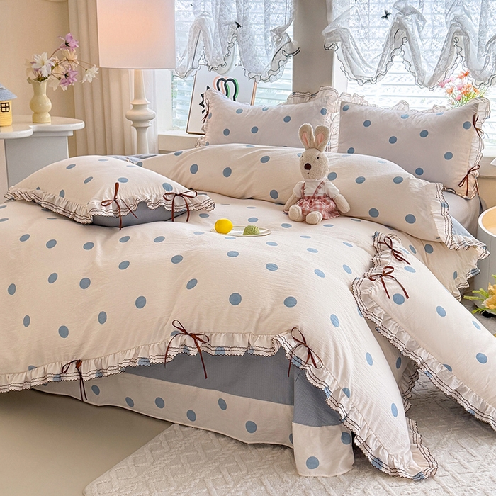 91家纺网 家纺一手货源 找家纺 （总）韩约家纺 2025新款1韩式蝴蝶结加厚床单款棉麻四件套