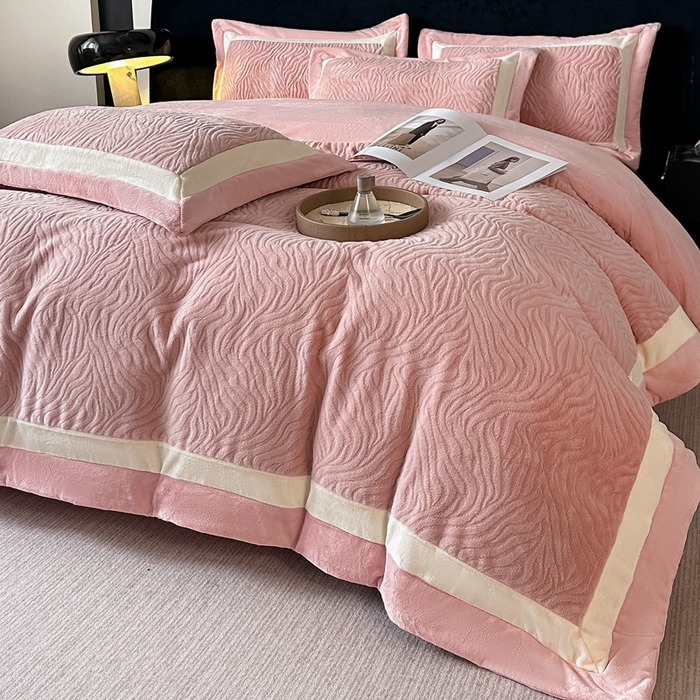 91家纺网 家纺一手货源 找家纺 （总）锦铭源家纺 2025新款75D全消光超柔樱花绒绣花四件套牛奶绒四件套【有买家秀】