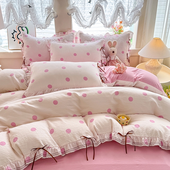 91家纺网 家纺一手货源 找家纺 （总）韩约家纺 2025新款1韩式蝴蝶结加厚床单款棉麻四件套