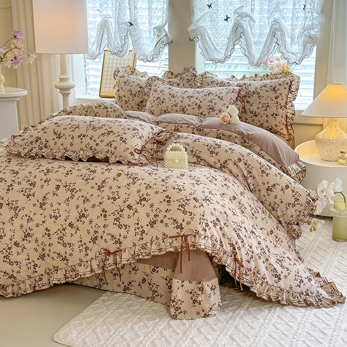 91家纺网 家纺一手货源 找家纺 （总）韩约家纺 2025新款1韩式蝴蝶结加厚床单款棉麻四件套