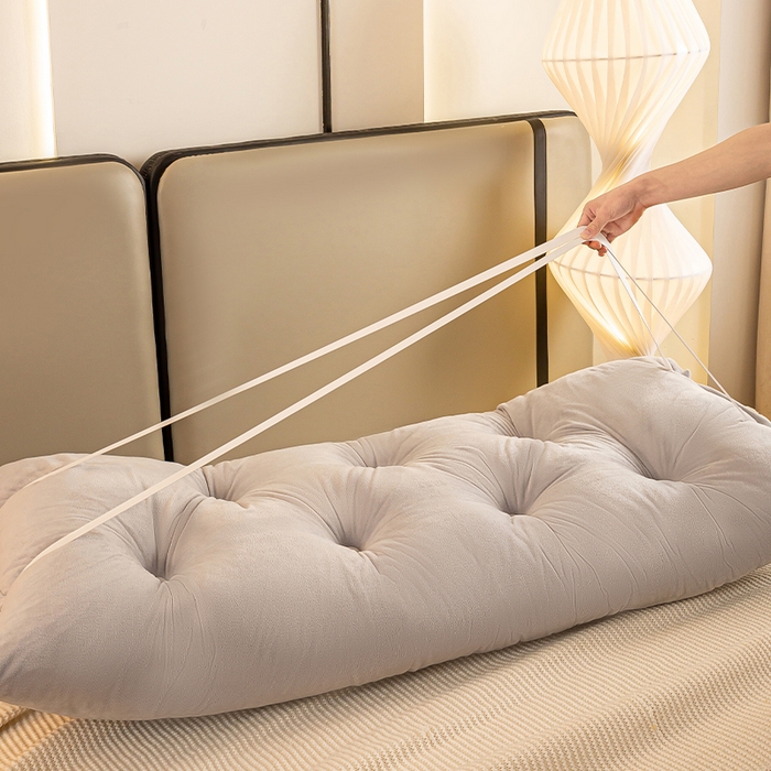 91家纺网 家纺一手货源 找家纺 碧尔家居 2025新款轻奢床上靠垫卧室床头靠枕银灰榻榻米靠背长条飘窗防撞软垫可拆洗 银灰