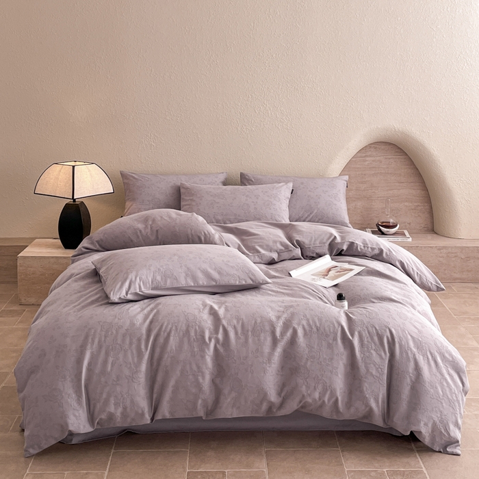 91家纺网 家纺一手货源 找家纺 宜代光年 2025新款全棉色织水洗棉大提花四件套（第一批）陌上花开-紫