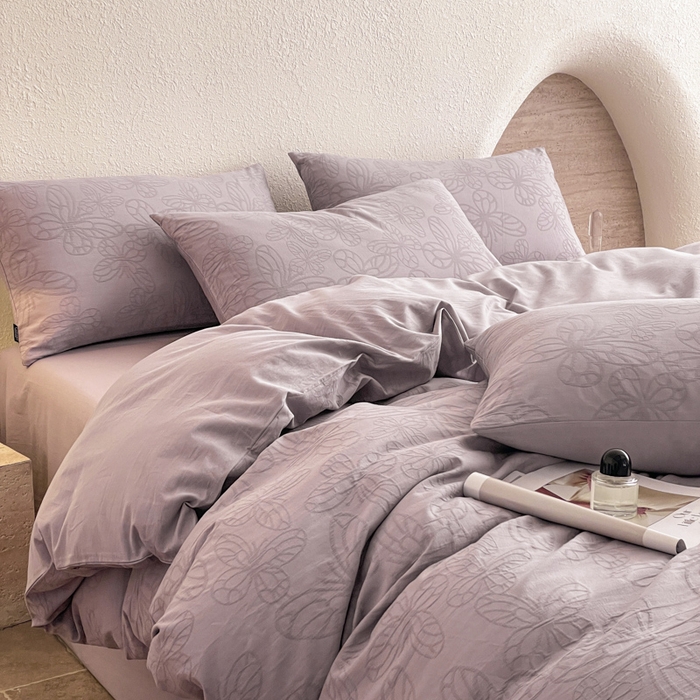 91家纺网 家纺一手货源 找家纺 宜代光年 2025新款全棉色织水洗棉大提花四件套（第一批） 光之蝶-紫