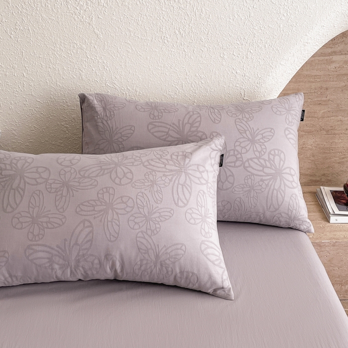 91家纺网 家纺一手货源 找家纺 宜代光年 2025新款全棉色织水洗棉大提花四件套（第一批） 光之蝶-紫