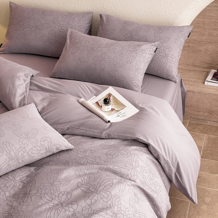 91家纺网 家纺一手货源 找家纺 宜代光年 2025新款全棉色织水洗棉大提花四件套（第一批） 光之蝶-紫