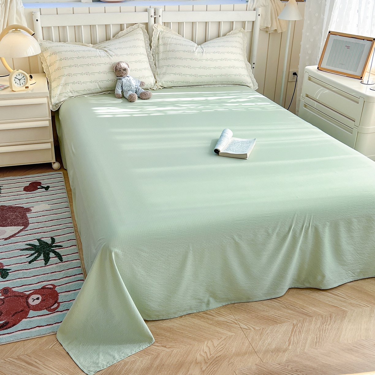 91家纺网 家纺一手货源 找家纺 赫然家纺 2026新款云感皱皱双层纱法式镂空全棉花边款单品枕套 怦然心动