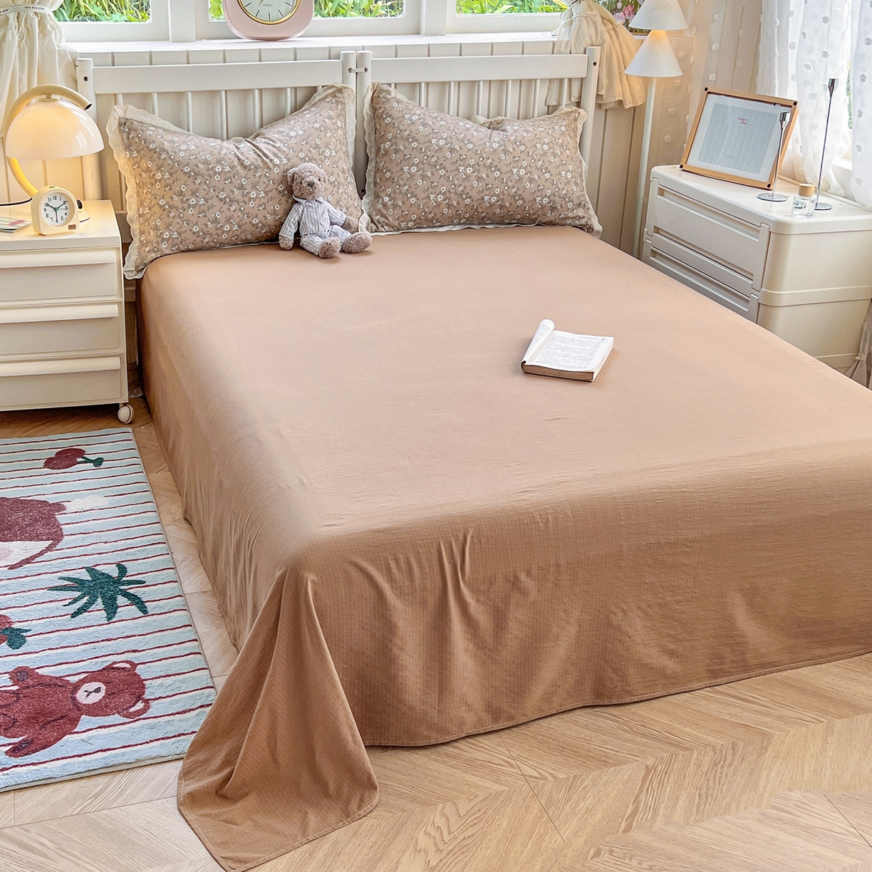 91家纺网 家纺一手货源 找家纺 赫然家纺 2026新款云感皱皱双层纱法式镂空全棉花边款单品枕套 幸福相约