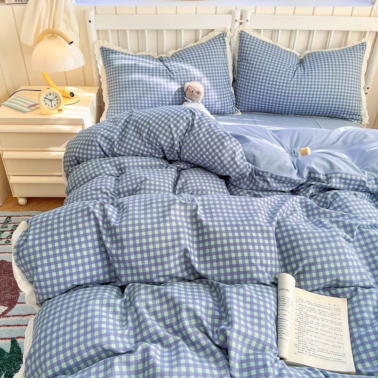 91家纺网 家纺一手货源 找家纺 赫然家纺 2026新款云感皱皱双层纱法式镂空全棉花边款单品枕套 北欧格