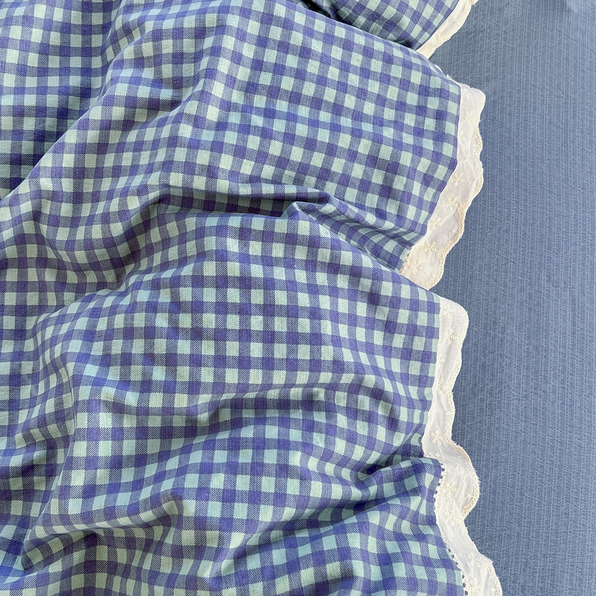 91家纺网 家纺一手货源 找家纺 （总）赫然家纺 2025新款云感皱皱双层纱法式镂空全棉花边款单品枕套