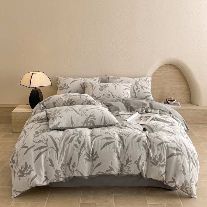 91家纺网 家纺一手货源 找家纺 宜代光年 2025新款全棉色织水洗棉大提花四件套（第一批）林逾静-灰