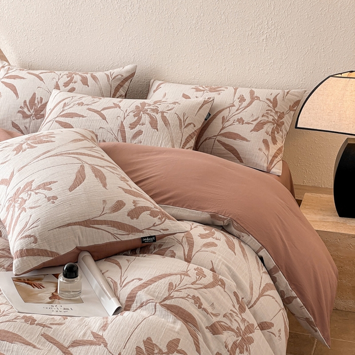 91家纺网 家纺一手货源 找家纺 宜代光年 2025新款全棉色织水洗棉大提花四件套（第一批）林逾静-橘