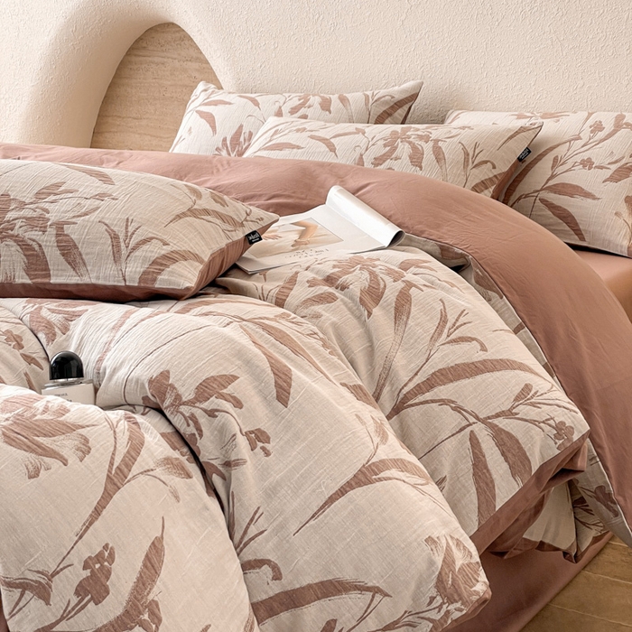 91家纺网 家纺一手货源 找家纺 宜代光年 2025新款全棉色织水洗棉大提花四件套（第一批）林逾静-橘