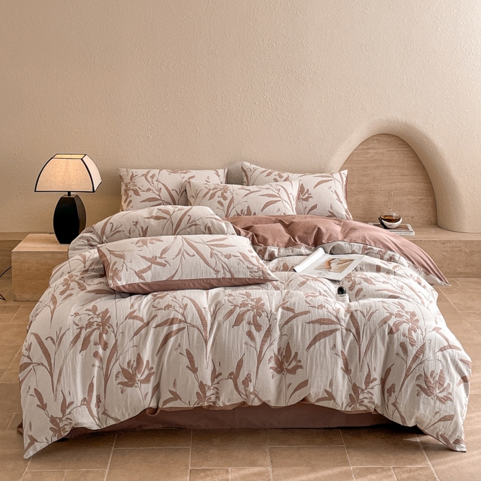 91家纺网 家纺一手货源 找家纺 宜代光年 2025新款全棉色织水洗棉大提花四件套（第一批）林逾静-橘