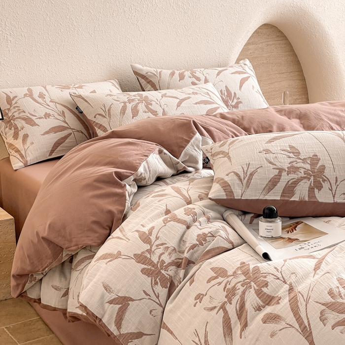 91家纺网 家纺一手货源 找家纺 宜代光年 2025新款全棉色织水洗棉大提花四件套（第一批）林逾静-橘