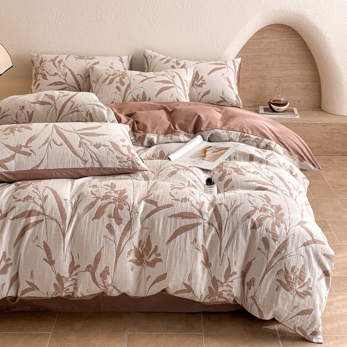 91家纺网 家纺一手货源 找家纺 宜代光年 2025新款全棉色织水洗棉大提花四件套（第一批）林逾静-橘