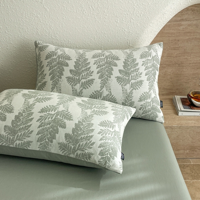 91家纺网 家纺一手货源 找家纺 宜代光年 2025新款全棉色织水洗棉大提花四件套（第一批）镜中叶-绿