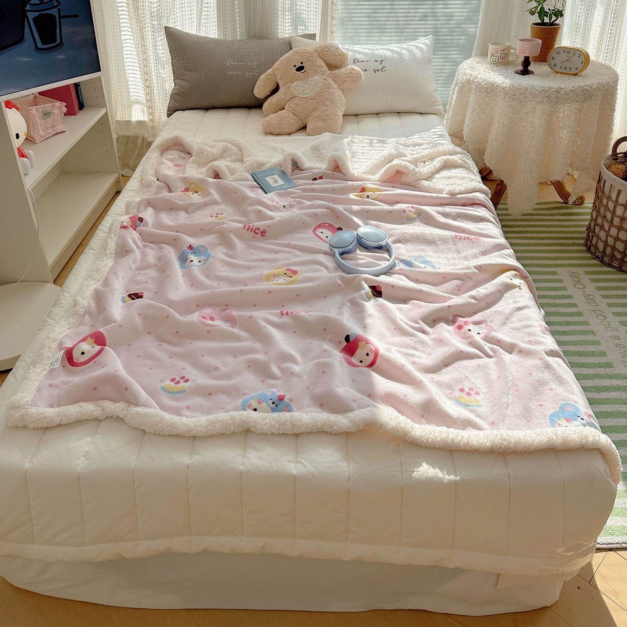 91家纺网 家纺一手货源 找家纺 美乐迪  2025新款牛奶绒羊羔绒毛毯 甜心派对