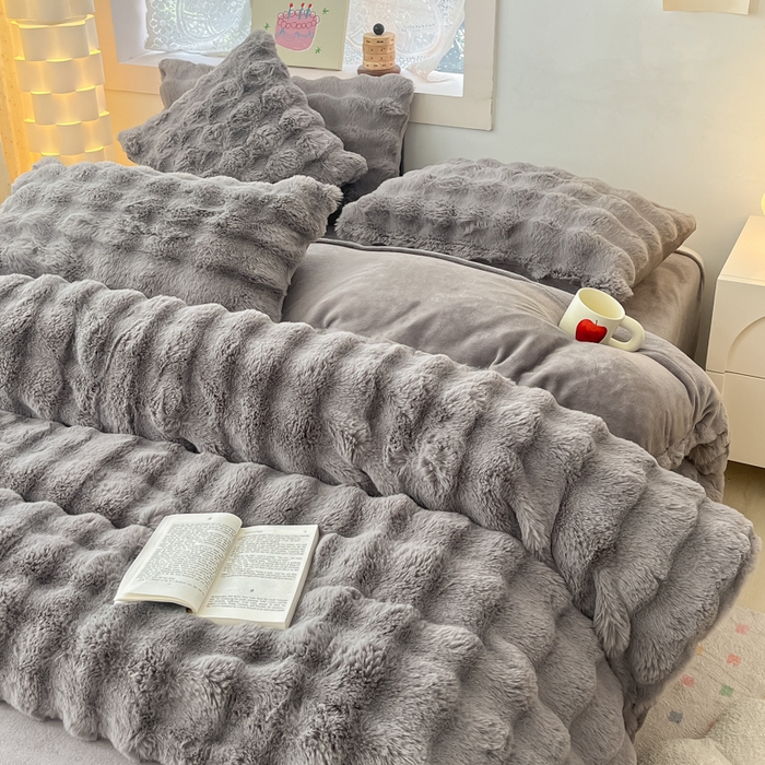 91家纺网 家纺一手货源 找家纺 （总）同田家纺 2023直播热款牛奶绒兔毛四件套兔兔绒牛奶绒四件套