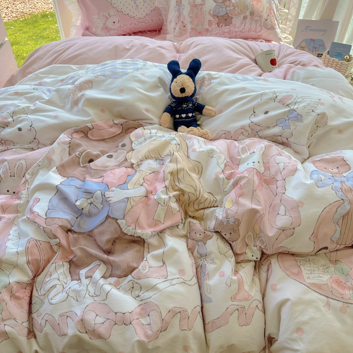 91家纺网 家纺一手货源 找家纺 （总）希诺家居 2025新款洛丽塔风花边全棉纯棉四件套