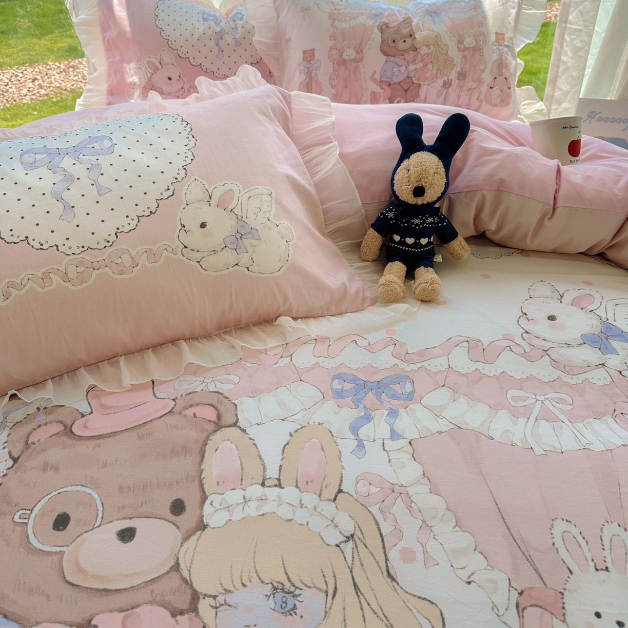 91家纺网 家纺一手货源 找家纺 （总）希诺家居 2025新款洛丽塔风花边全棉纯棉四件套