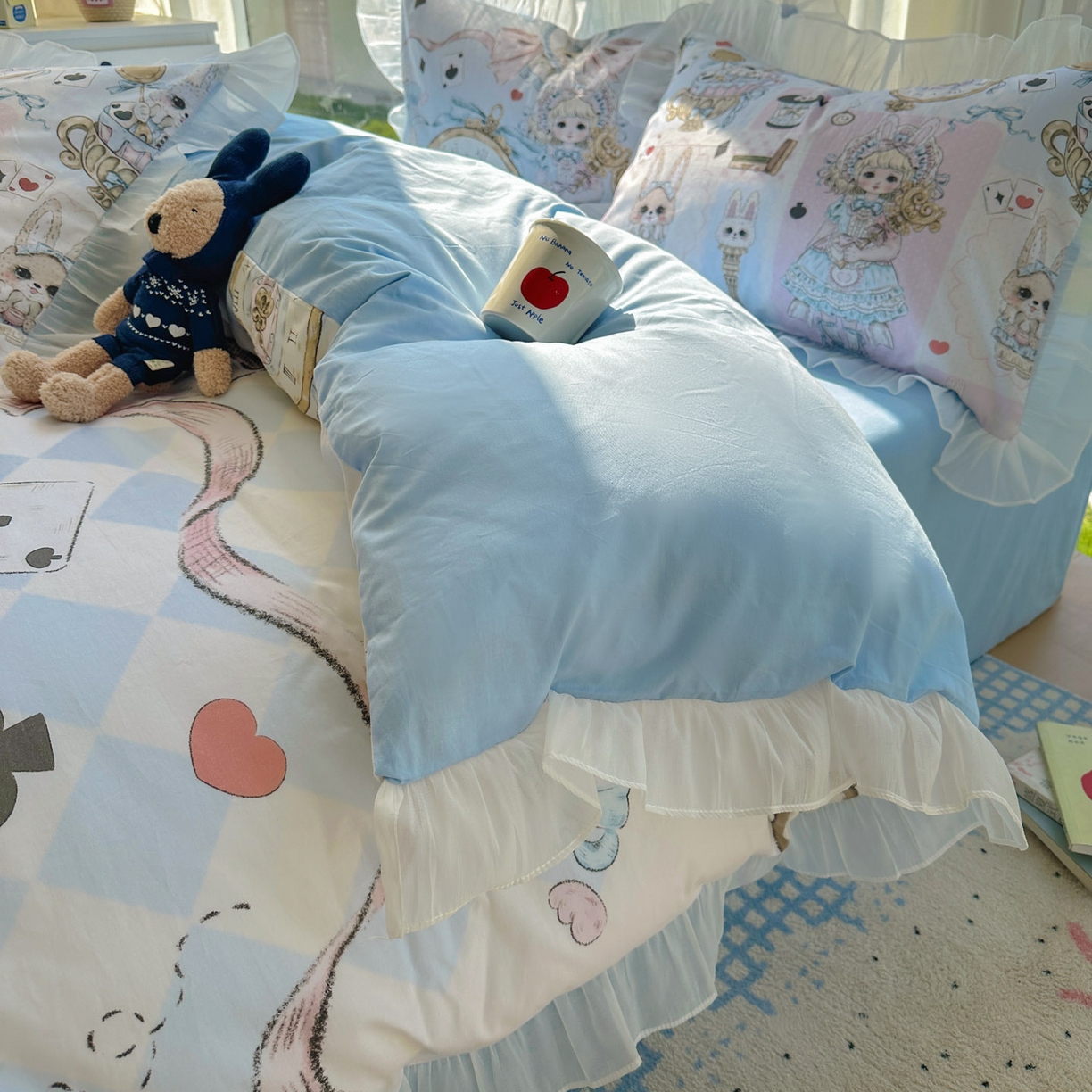 91家纺网 家纺一手货源 找家纺 希诺家居 2025新款洛丽塔风花边全棉纯棉四件套 爱丽丝