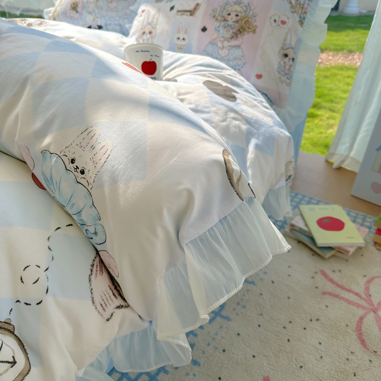 91家纺网 家纺一手货源 找家纺 希诺家居 2025新款洛丽塔风花边全棉纯棉四件套 爱丽丝