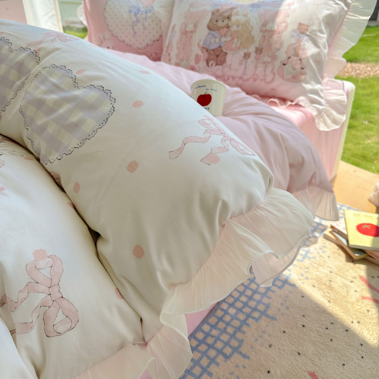 91家纺网 家纺一手货源 找家纺 希诺家居 2025新款洛丽塔风花边全棉纯棉四件套 告白序曲