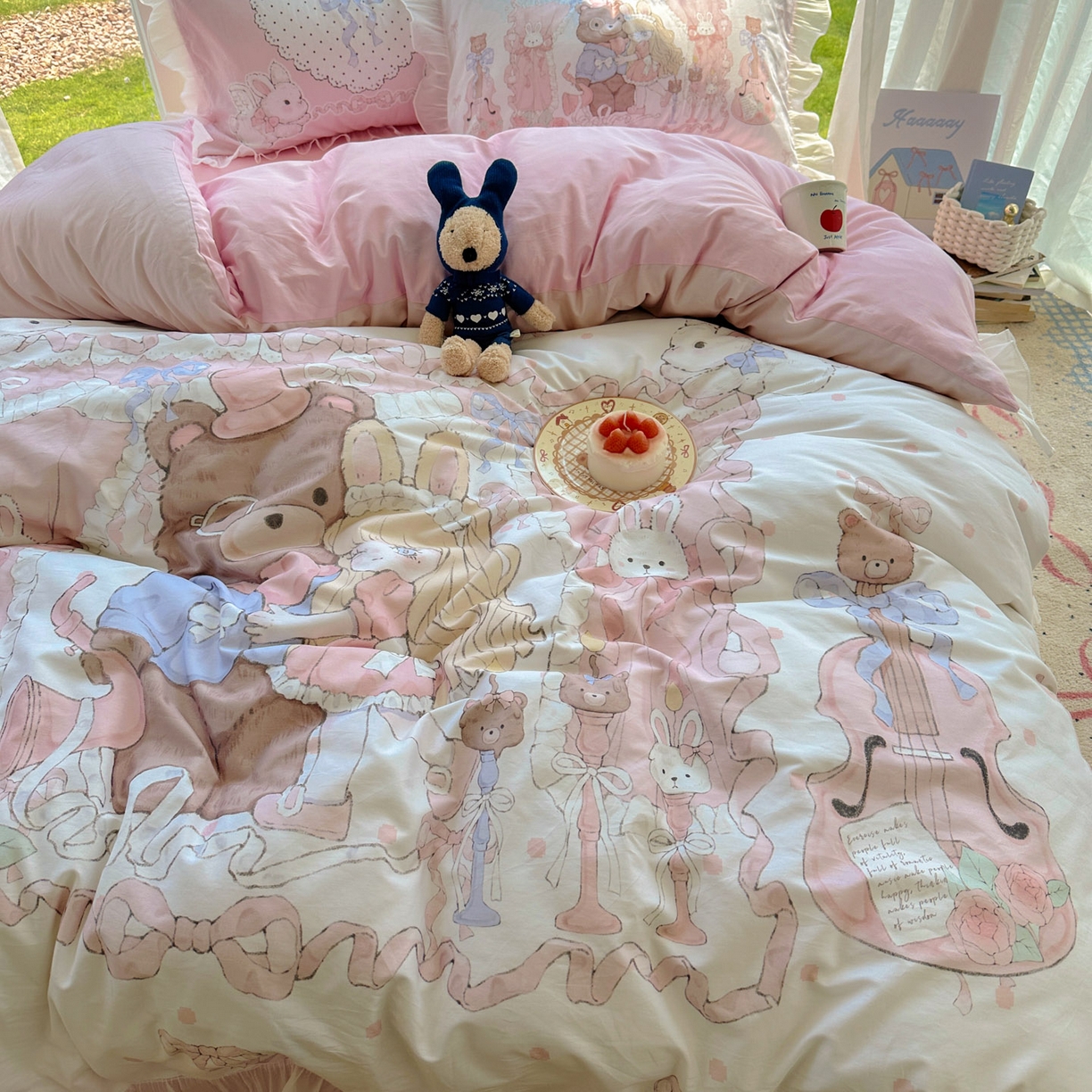 91家纺网 家纺一手货源 找家纺 希诺家居 2025新款洛丽塔风花边全棉纯棉四件套 告白序曲