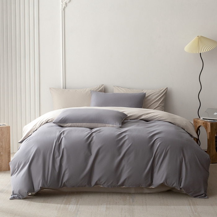 91家纺网 家纺一手货源 找家纺 （总）ONE TWO ONE 121 2025新款A类高支高密长绒棉双拼磨毛（小cr ）撞色四件套