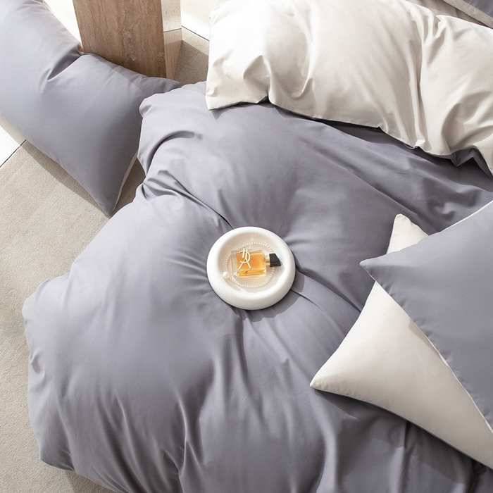 91家纺网 家纺一手货源 找家纺 （总）ONE TWO ONE 121 2025新款A类高支高密长绒棉双拼磨毛（小cr ）撞色四件套