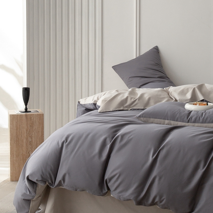 91家纺网 家纺一手货源 找家纺 （总）ONE TWO ONE 121 2025新款A类高支高密长绒棉双拼磨毛（小cr ）撞色四件套