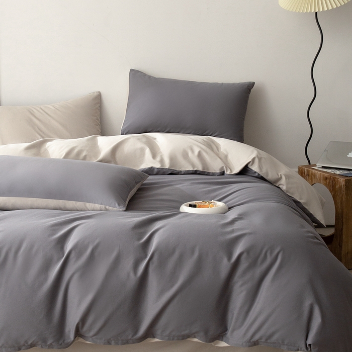 91家纺网 家纺一手货源 找家纺 （总）ONE TWO ONE 121 2025新款A类高支高密长绒棉双拼磨毛（小cr ）撞色四件套