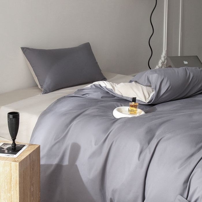 91家纺网 家纺一手货源 找家纺 （总）ONE TWO ONE 121 2025新款A类高支高密长绒棉双拼磨毛（小cr ）撞色四件套