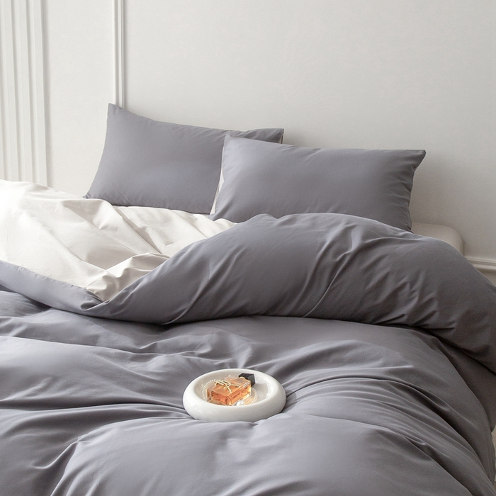 91家纺网 家纺一手货源 找家纺 （总）ONE TWO ONE 121 2025新款A类高支高密长绒棉双拼磨毛（小cr ）撞色四件套