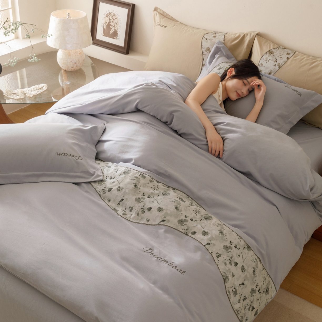 （总）艾莱家纺 2025新款A类新疆长绒棉纯棉加厚柔顺磨毛四件套-花语