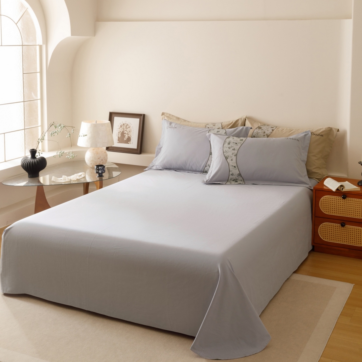 91家纺网 家纺一手货源 找家纺 （总）艾莱家纺 2025新款A类新疆长绒棉纯棉加厚柔顺磨毛四件套-花语