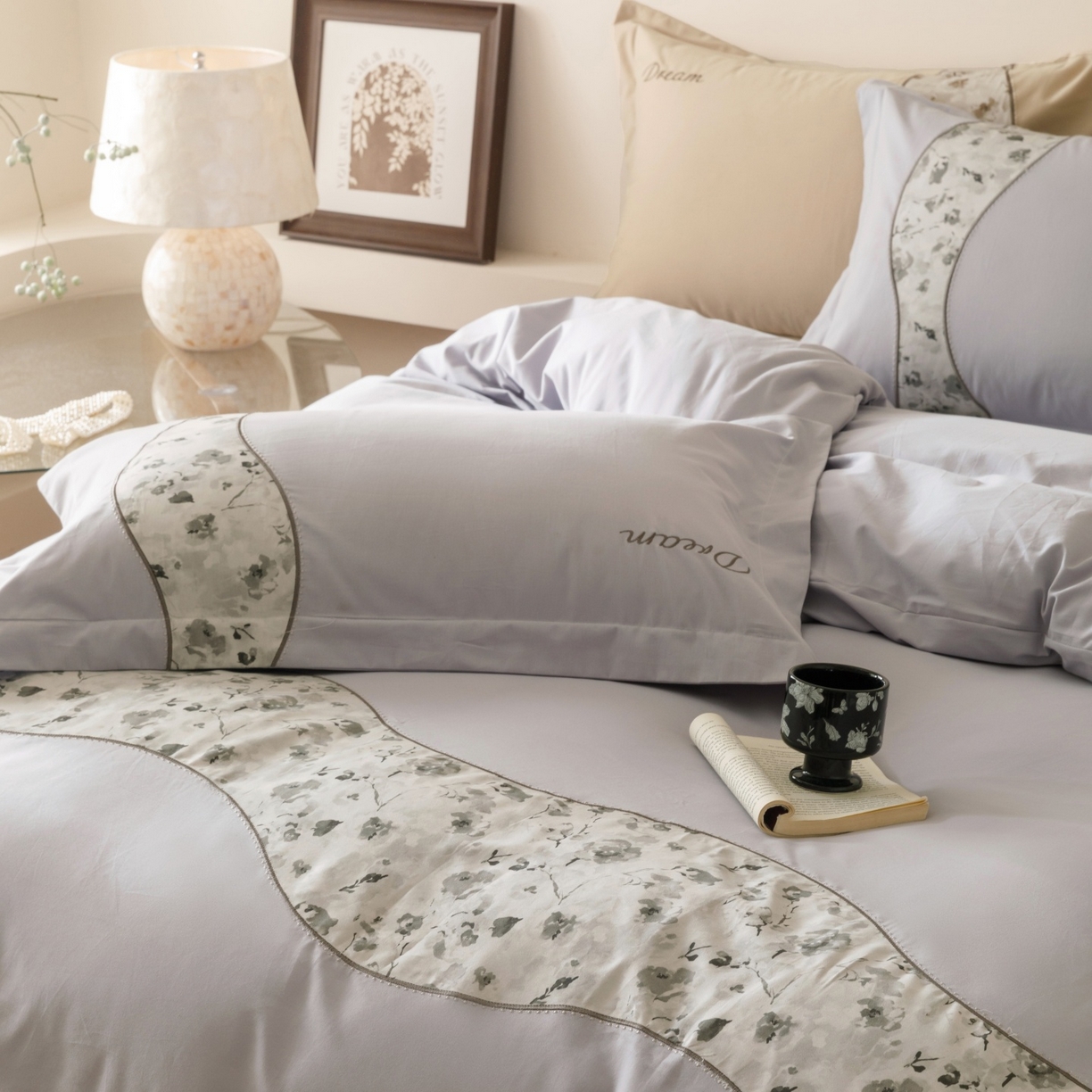 91家纺网 家纺一手货源 找家纺 （总）艾莱家纺 2025新款A类新疆长绒棉纯棉加厚柔顺磨毛四件套-花语